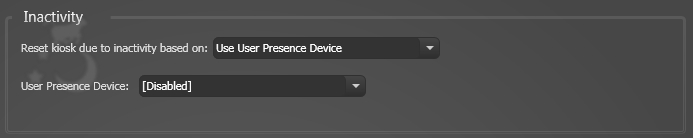 Attract/Inactivity Tab, User Presence Device Settings