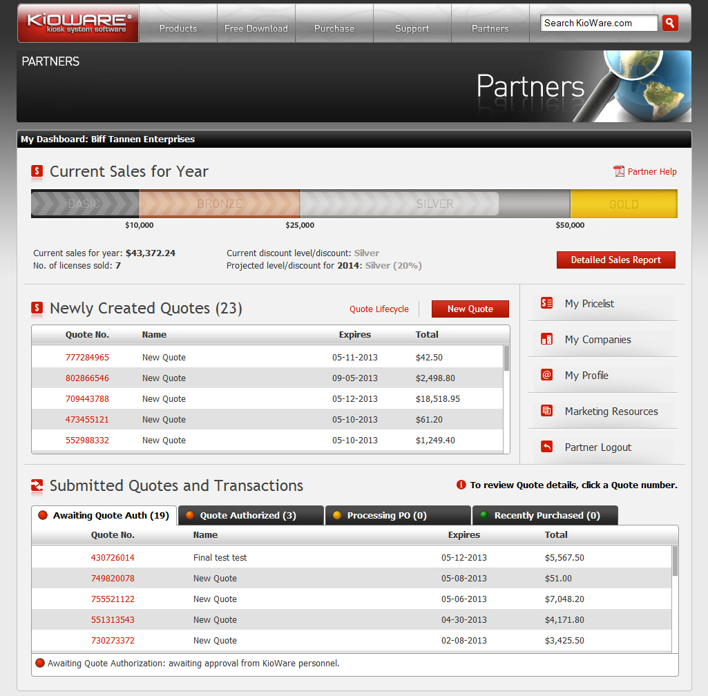 Partner Dashboard Screenshot